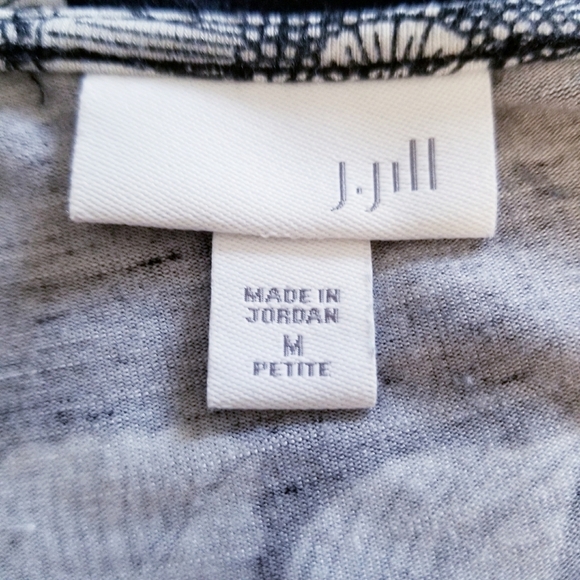 J. Jill gray white floral print casual dress MEDIUM petite - Picture 5 of 7